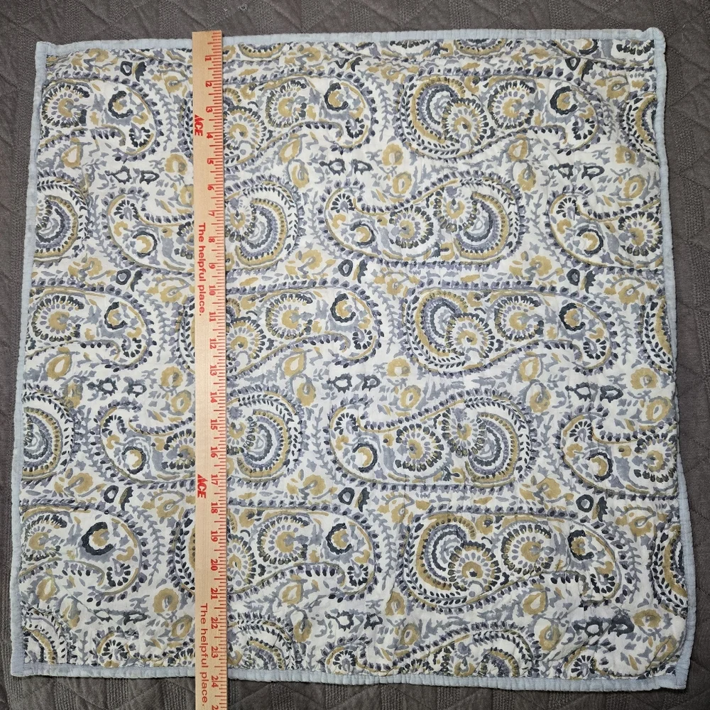 Ballard Designs Paisley Hand Blocked‎ Quilted Pillow Sham, Euro Size 100% Cotton